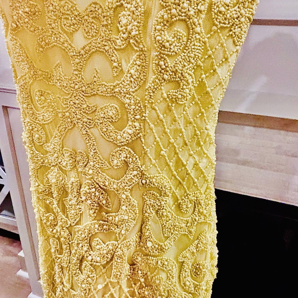 🍋 Primavera Couture Yellow Beaded Dress – Size 12 🍋 - Picture 8 of 16